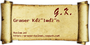 Graser Kálmán névjegykártya